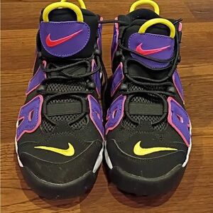 Nike Air More Uptempo GS Black Purple Pink Volt Size 5.5Y